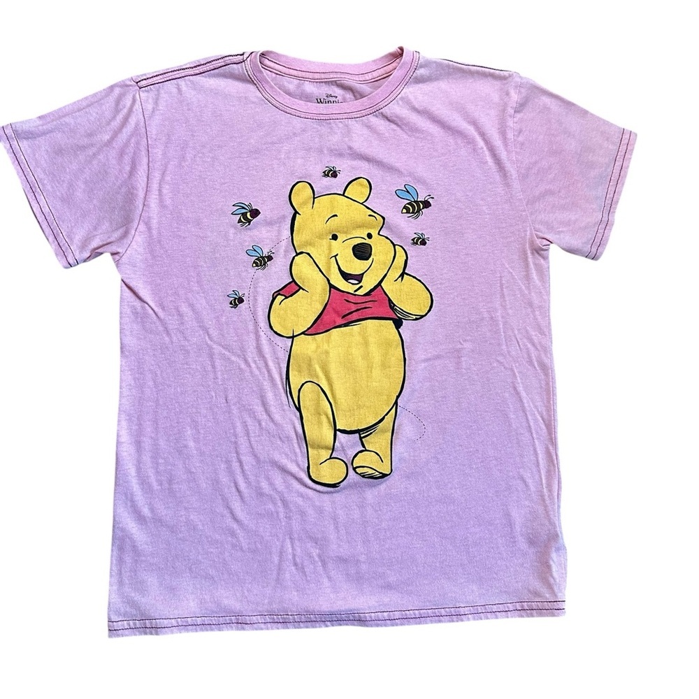 Disney Winnie the Pooh Pink Graphic T-Shirt Small Cartoon Tee